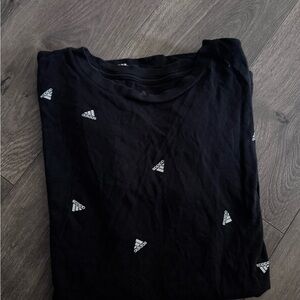 Adidas Black Short Sleeve Crewneck Tee with White Logo Pattern